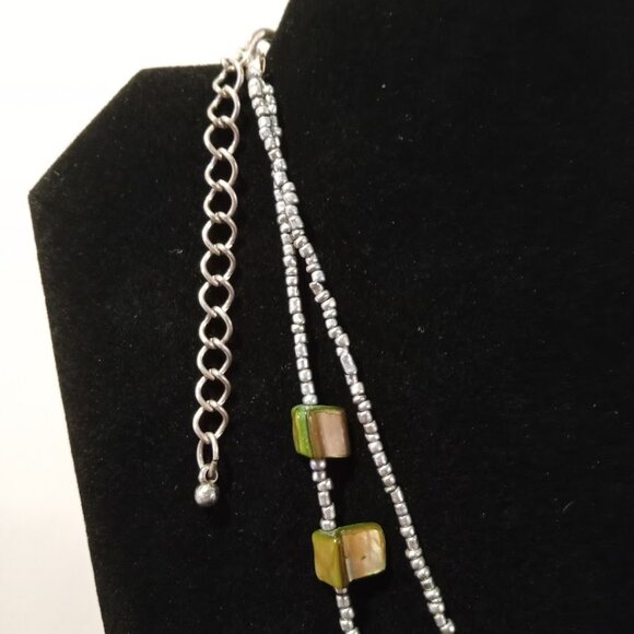 22" Adorable Darker Mints/Silver Tone Square Chunky Nuggets Purples Aqua Greens - Picture 3 of 5